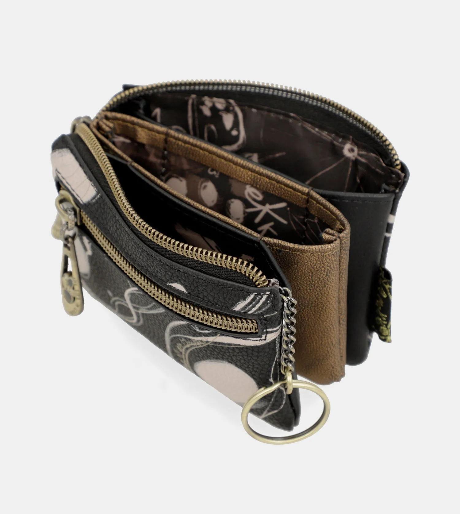 3 compartment purse black Nature Shodō