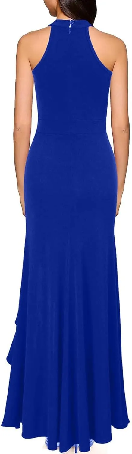 BAXLIMEK Cocktail Dresses for Women,2025 Elegant Bodycon One Shoulder Long Formal Dress,Trendy Sexy Ruffle Slit Party Dress