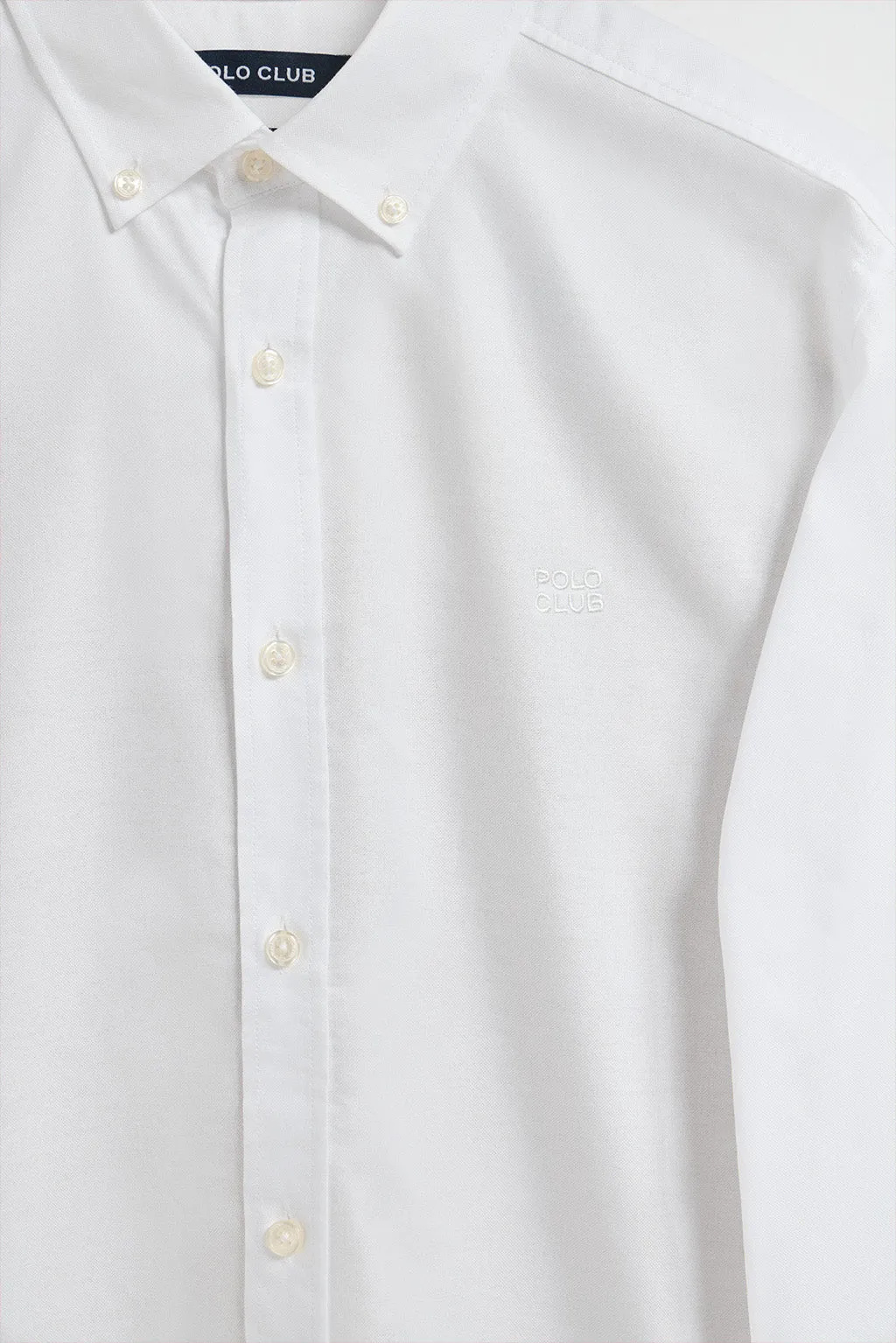 Camisa lisa oxford blanca con logo bordado Polo Club
