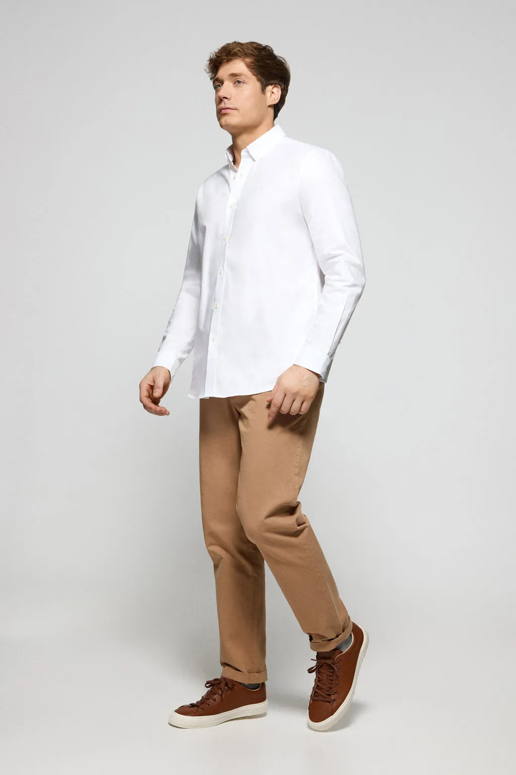 Camisa lisa oxford blanca con logo bordado Polo Club