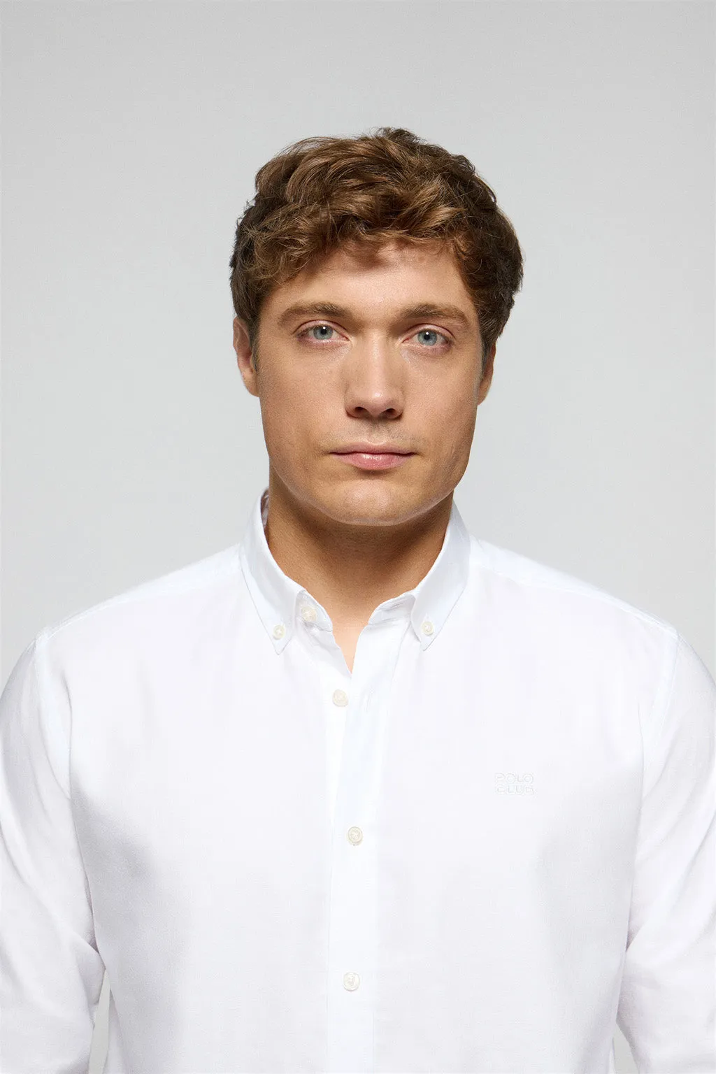 Camisa lisa oxford blanca con logo bordado Polo Club