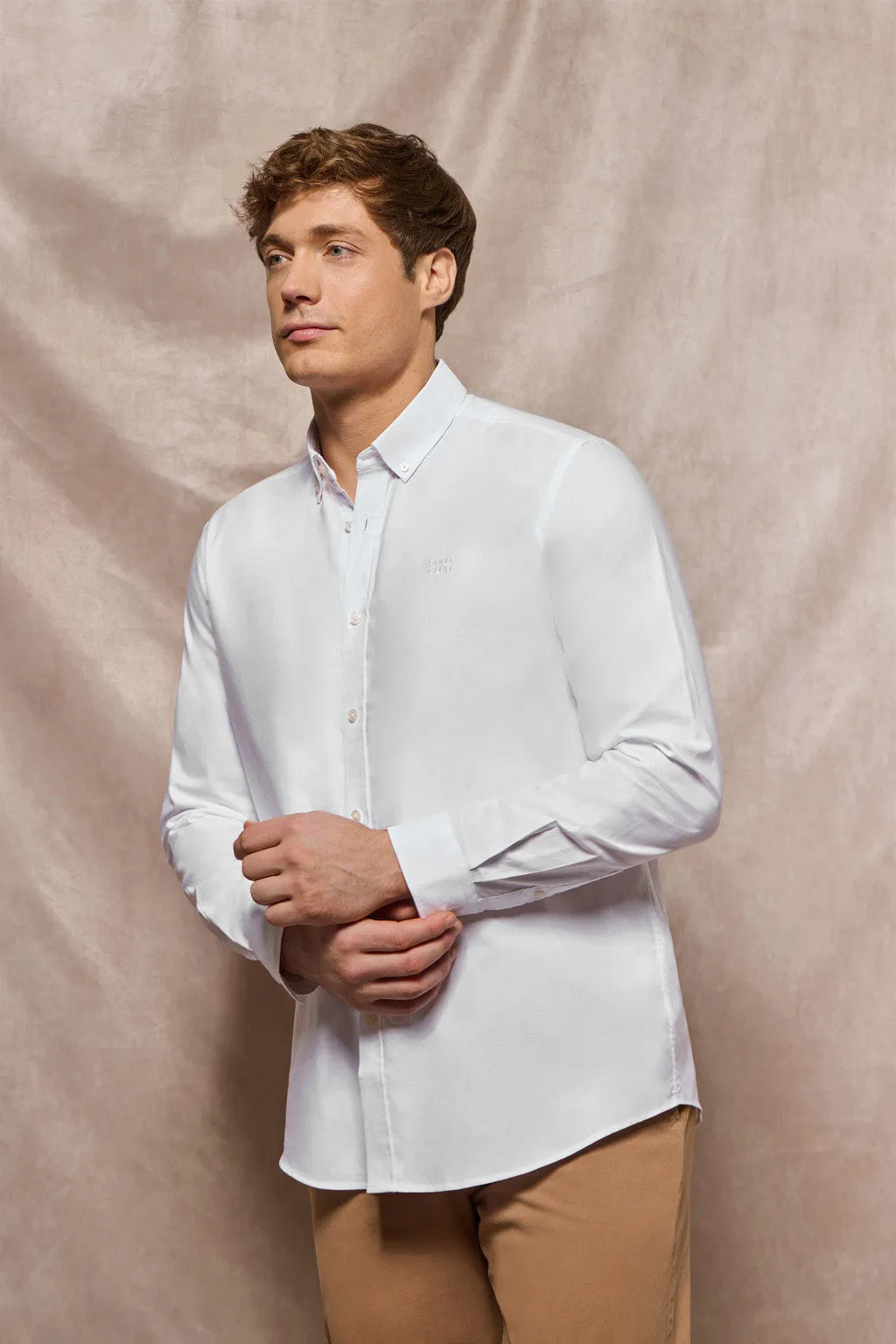Camisa lisa oxford blanca con logo bordado Polo Club