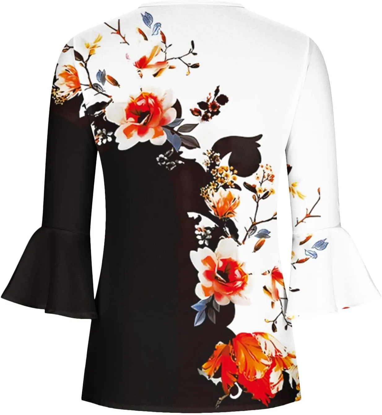 Ceboyel Womens Floral Printed Tunic Tops Button Down Henley Shirts Blouses Elbow Sleeve Casual T-Shirts Trendy Ladies Outfits