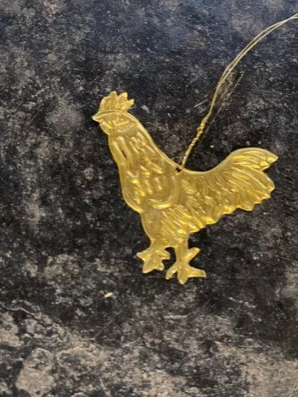 De Weldaad Rooster Gold Metal Ornament
