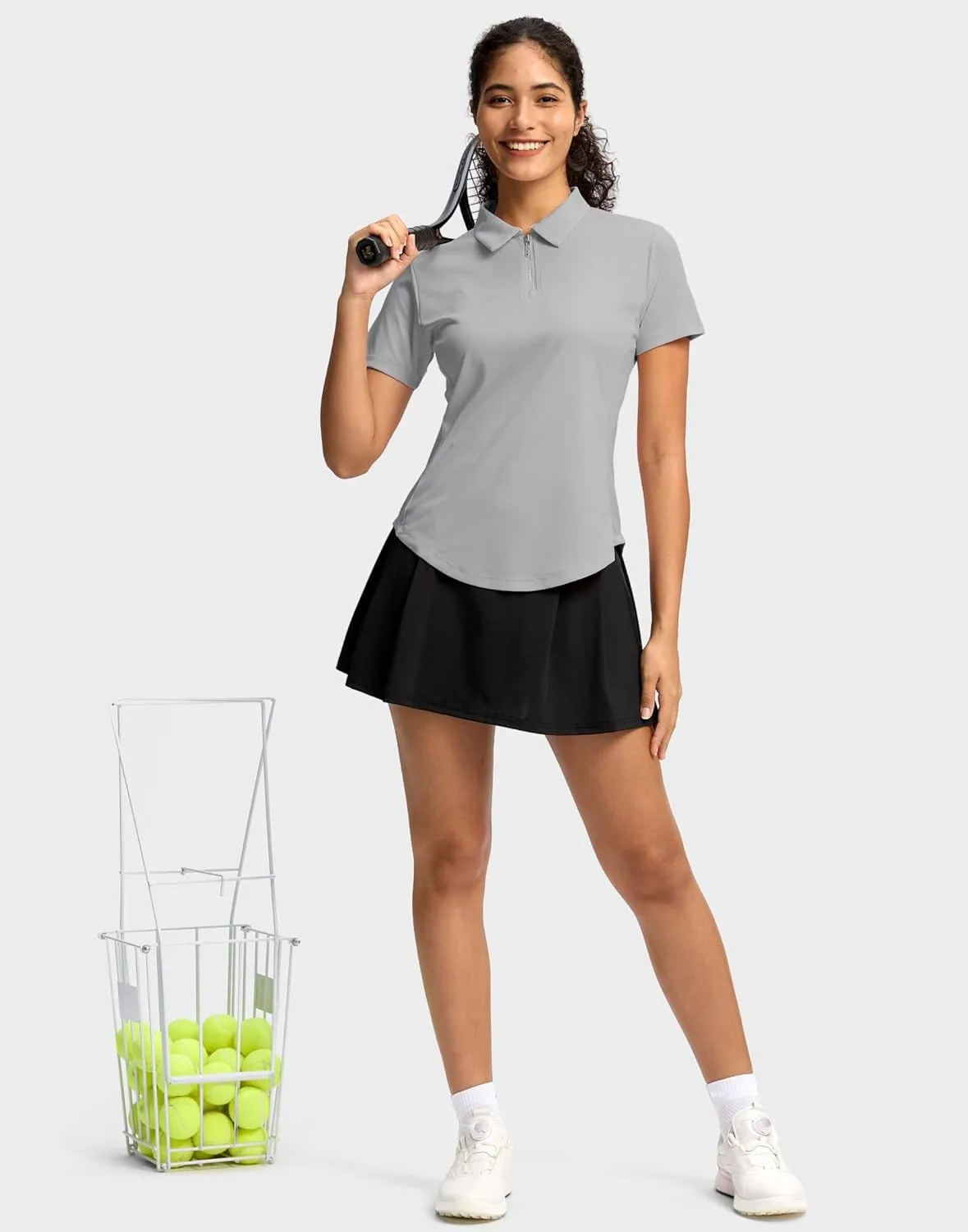 G Gradual Womens Golf Shirt Metal Zip Up Polo Short Sleeve Tennis Work Athletic Collared Top Quick Dry Lightweight