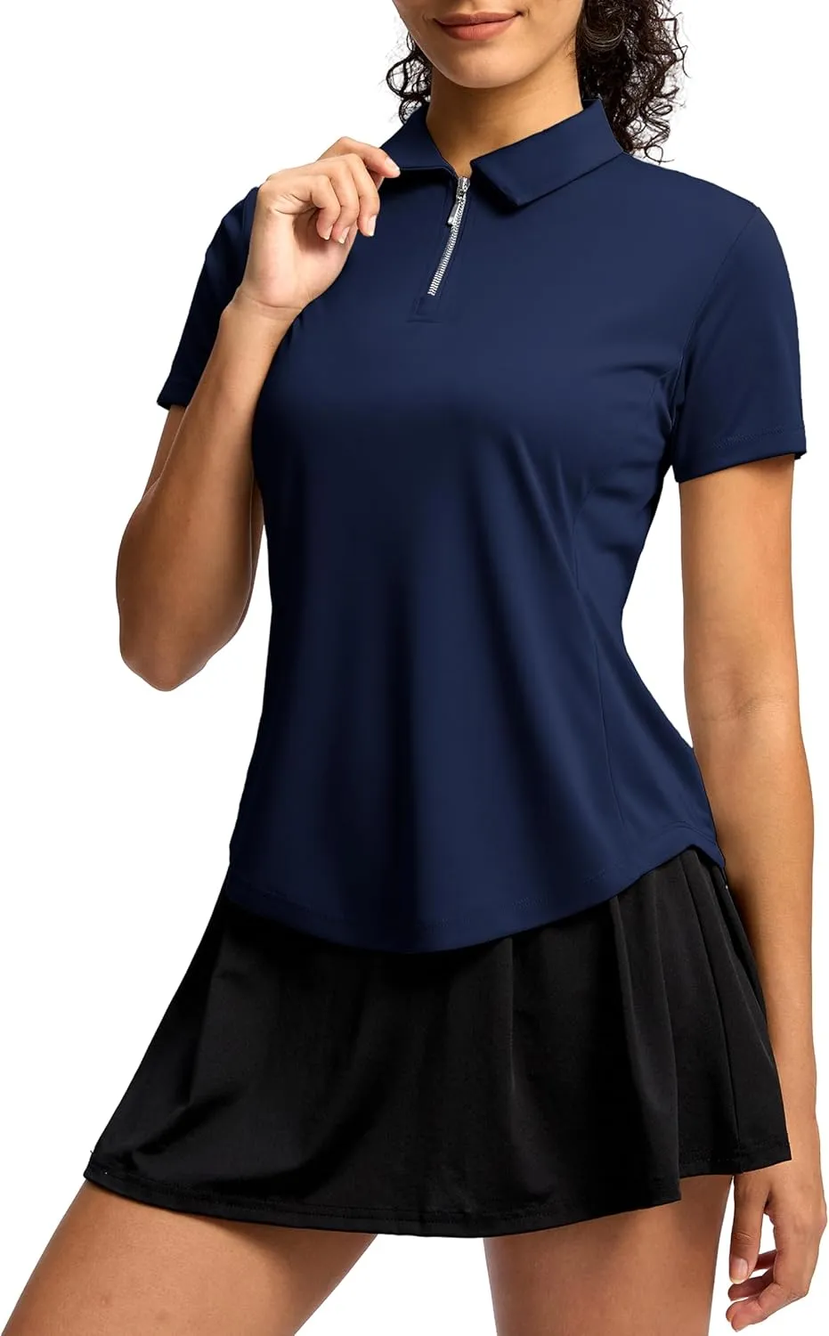 G Gradual Womens Golf Shirt Metal Zip Up Polo Short Sleeve Tennis Work Athletic Collared Top Quick Dry Lightweight