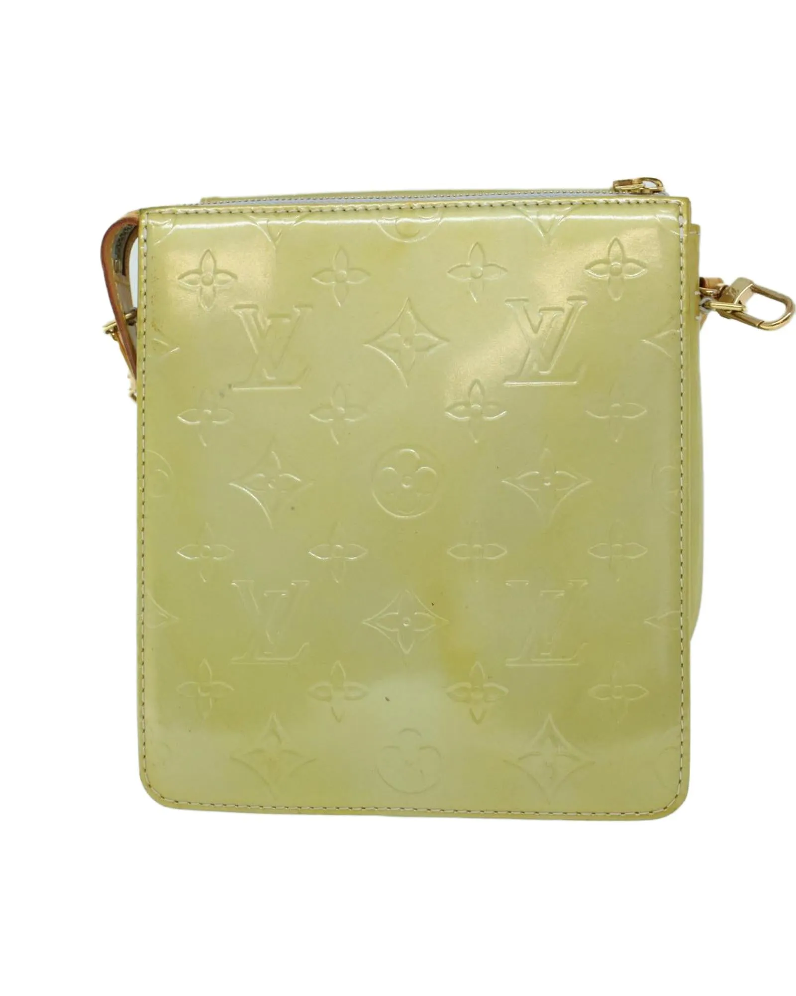 Gris Patent Leather Accessory Pouch with Motto