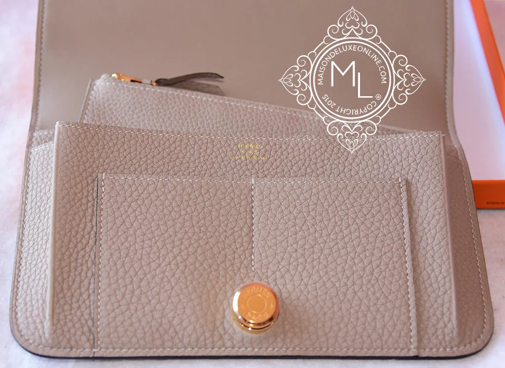 Hermes Gris Tourterelle Dogon Duo Combined Long Wallet Clutch