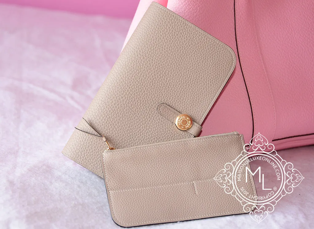 Hermes Gris Tourterelle Dogon Duo Combined Long Wallet Clutch