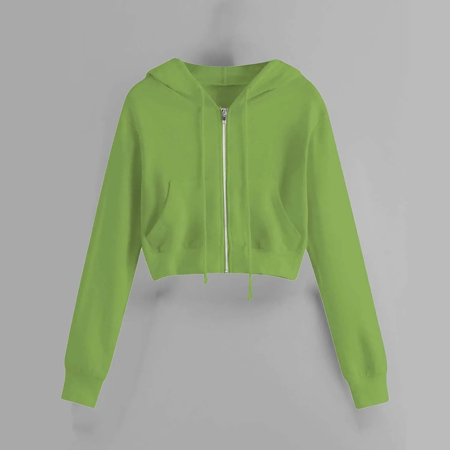 Hoodies for Women Full Zip Up Cropped Cardigan Jackets Drawstring Y2K Hooded Sweatshirts Casual Long Sleeve Gym Tops