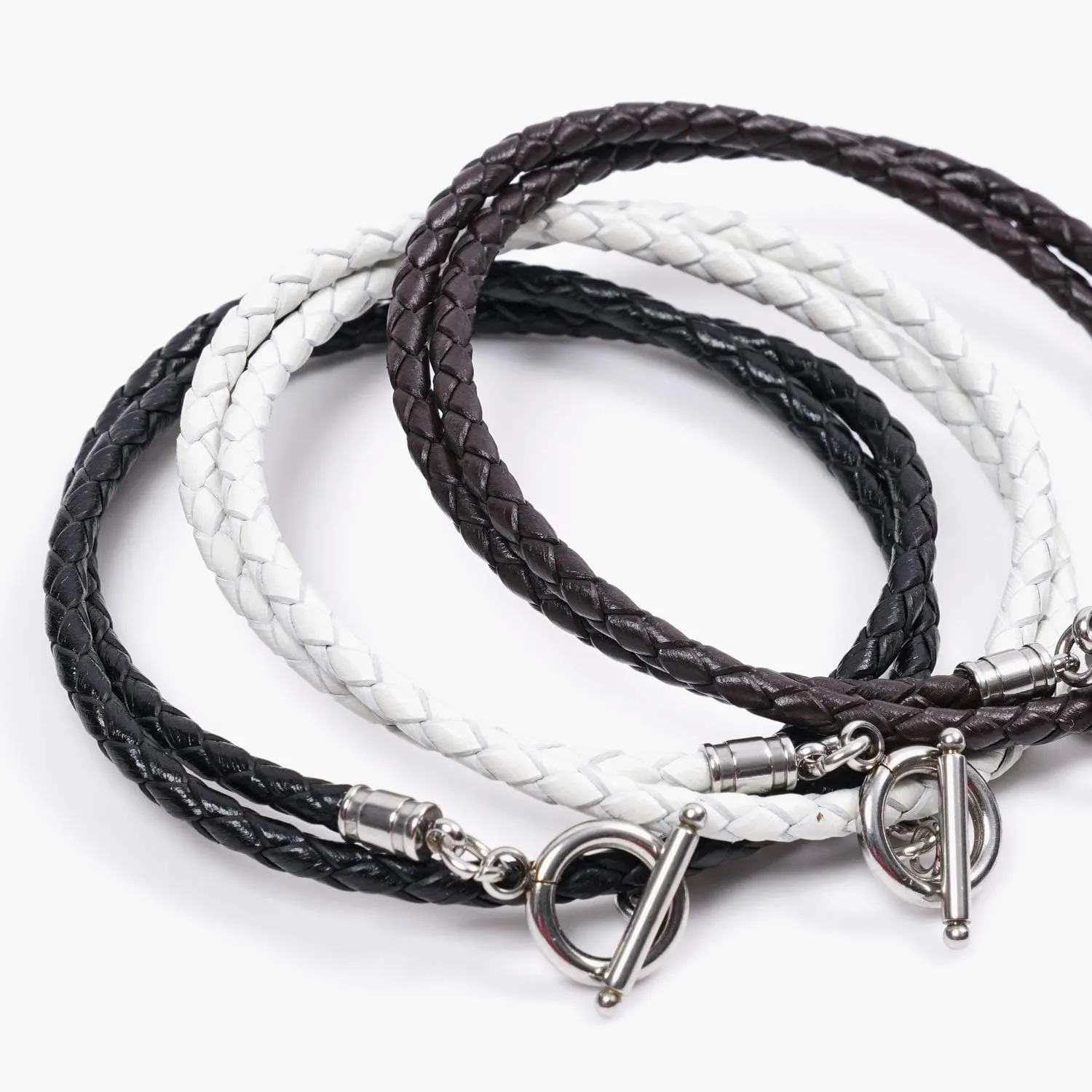 JBANS Handmade Genuine Leather Wrap Bracelet for Mens - Stainless Steel Hook Mens Leather Bracelets, Men's Jewelry, M/L 2 Size - FITS 6.5"- 7.3" Wrist Size