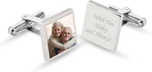 LeCalla Personalized Customized Custom Photo Cufflinks Engraved Cufflinks for Men