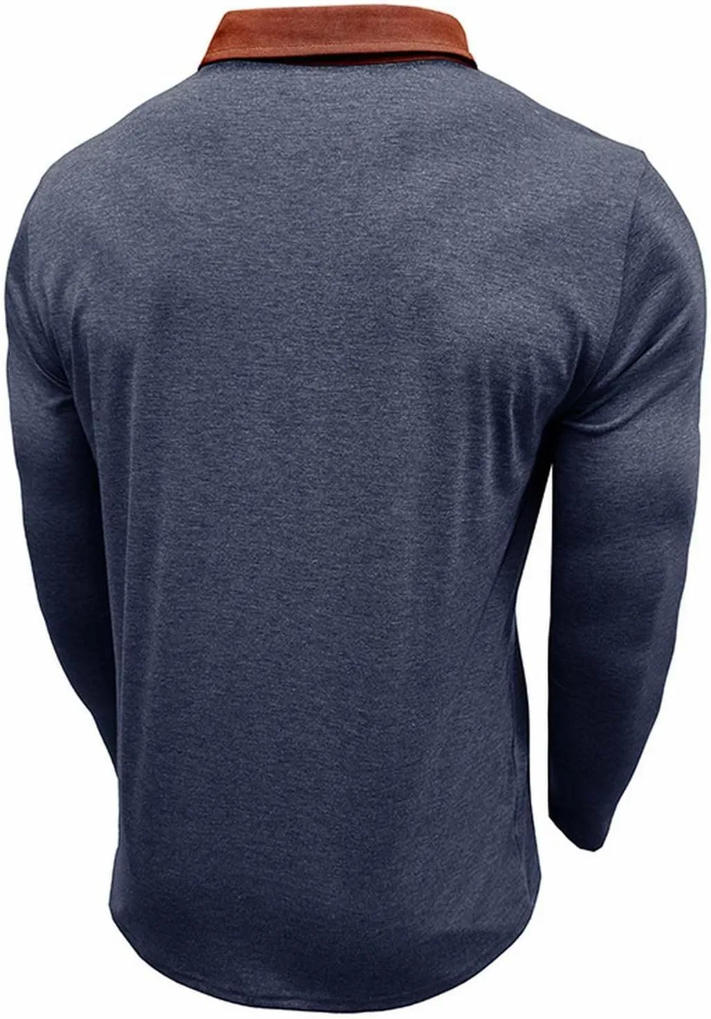 Long Sleeve Polo Shirts Men Fashion Casual Color Block Collar Work Tee Shirts Classic Slim Fit Basic Golf Polos Tops