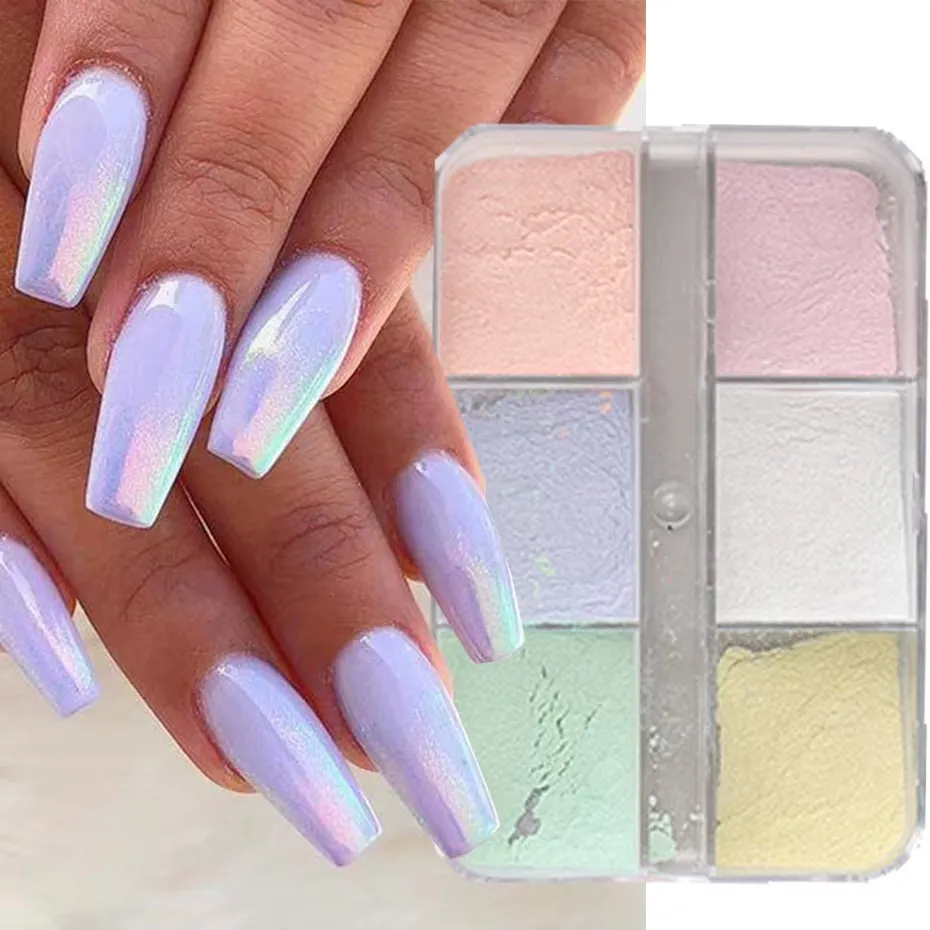 Luar espelho de unhas em pó metálico
