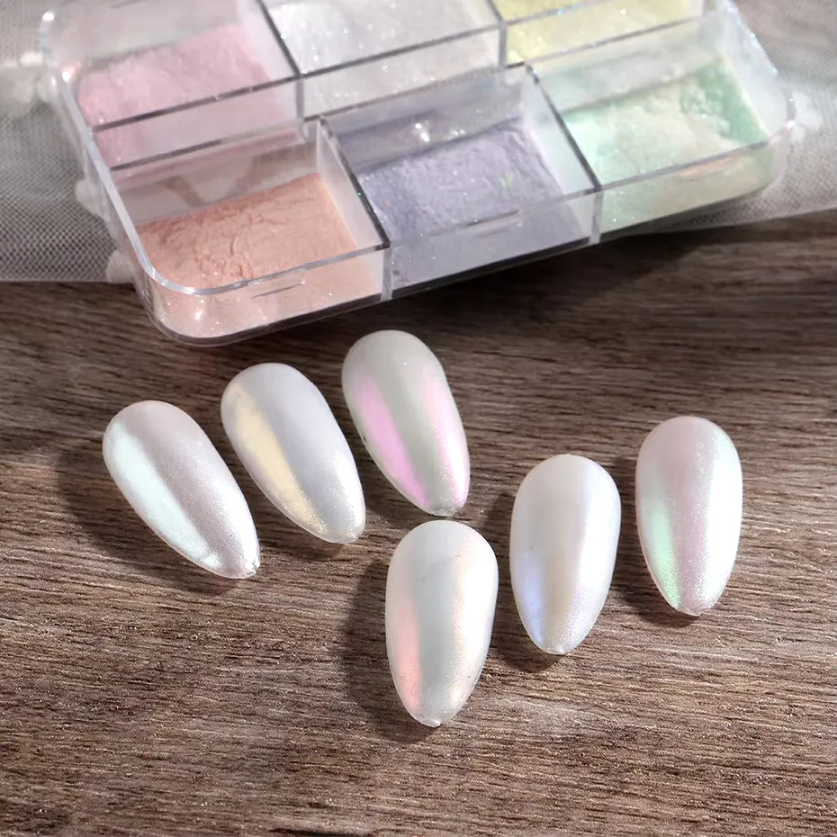 Luar espelho de unhas em pó metálico