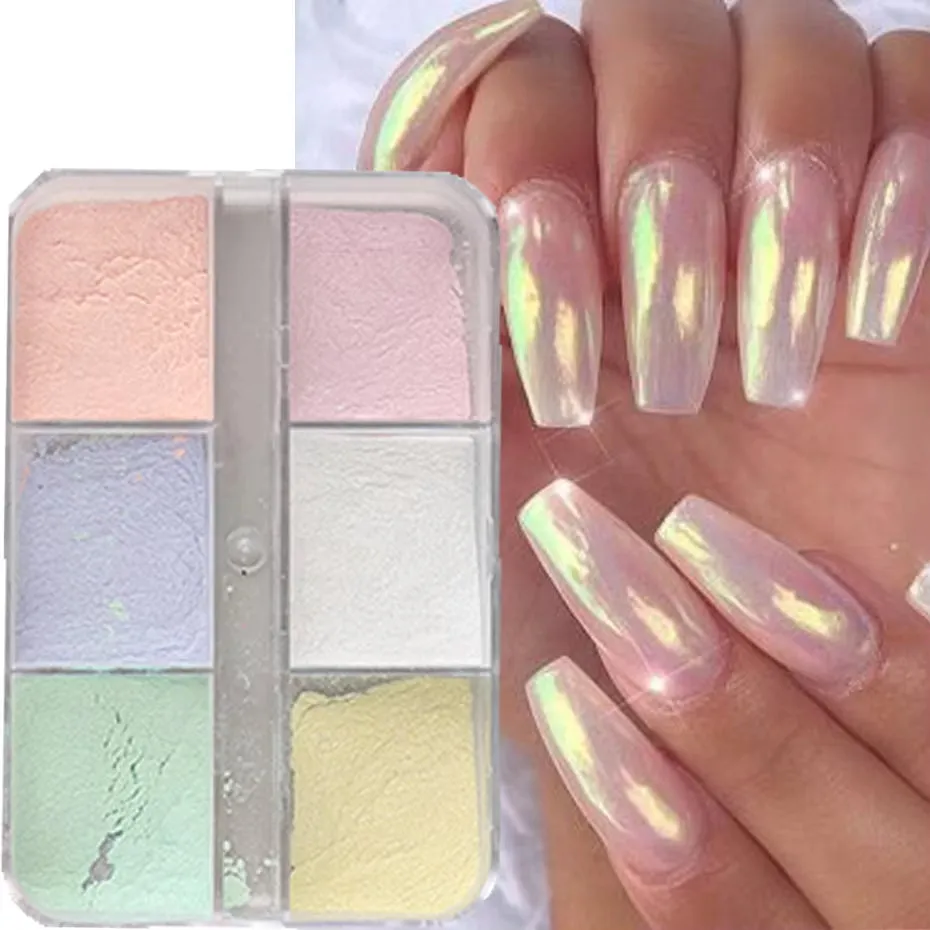 Luar espelho de unhas em pó metálico
