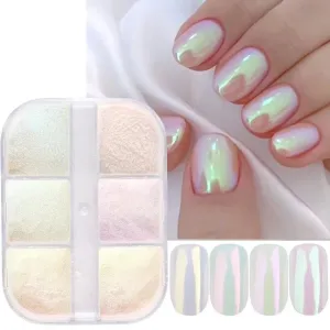 Luar espelho de unhas em pó metálico