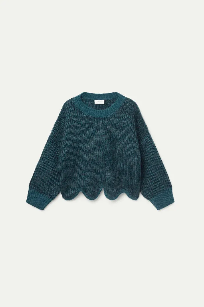 Maglione lurex con dettaglio orlo verde
