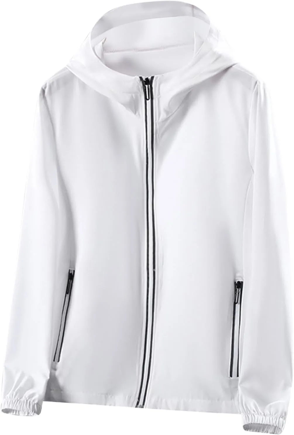 Mens Quick Dry Long Sleeve Full Zip Hoodie UPF 50  Light Jacket Athletic Running Sun Protection Hooded Jackets