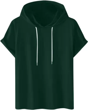 Men's Short Sleeve Hoodie Cotton Lightweight Pullover Summer Casual Hooded Sweatshirts Casual Stylish Workout T Shirt