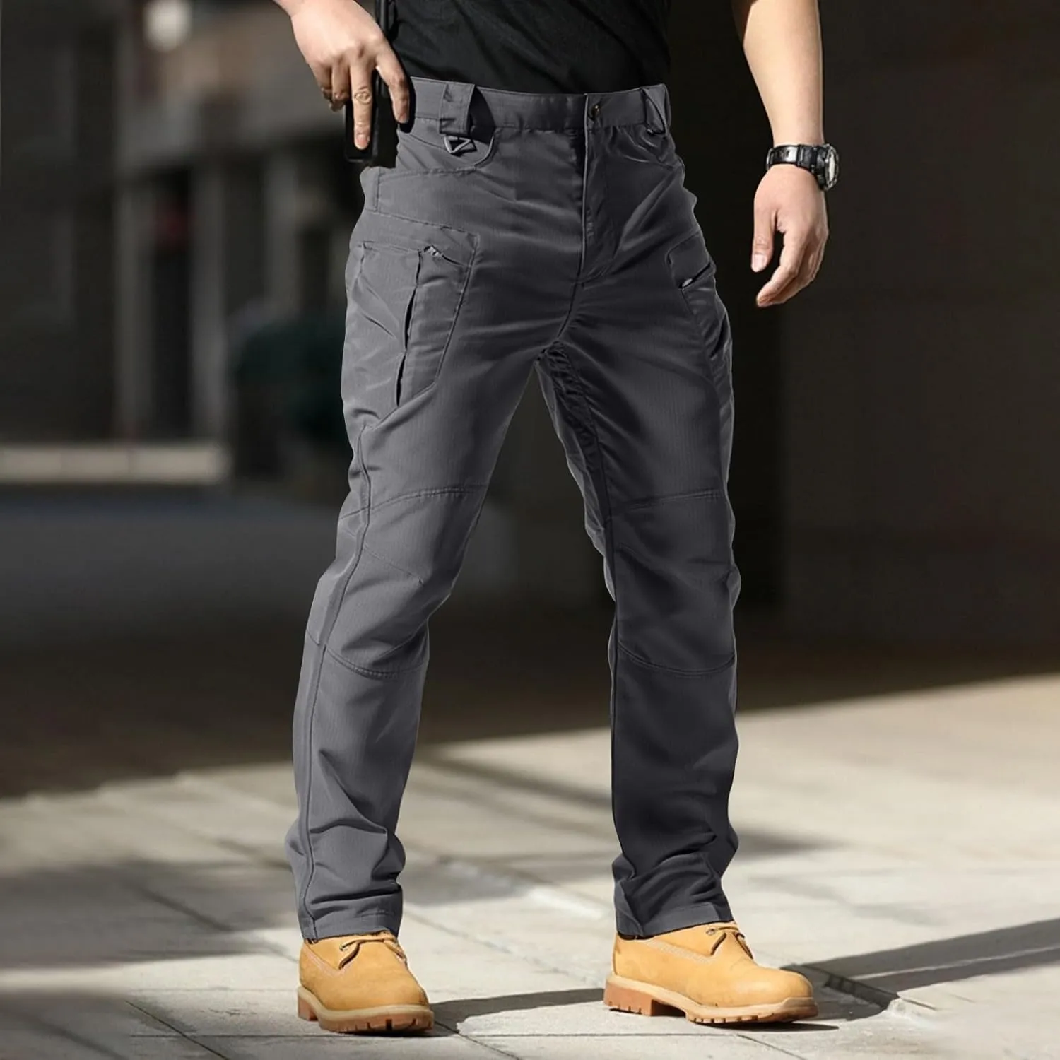Mens Tactical Pants Flexcamo Water Resistant Quick Dry Carpenter Pants Multi-Pockets Slim Fit Construction Trousers