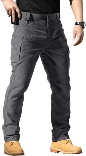 Mens Tactical Pants Flexcamo Water Resistant Quick Dry Carpenter Pants Multi-Pockets Slim Fit Construction Trousers