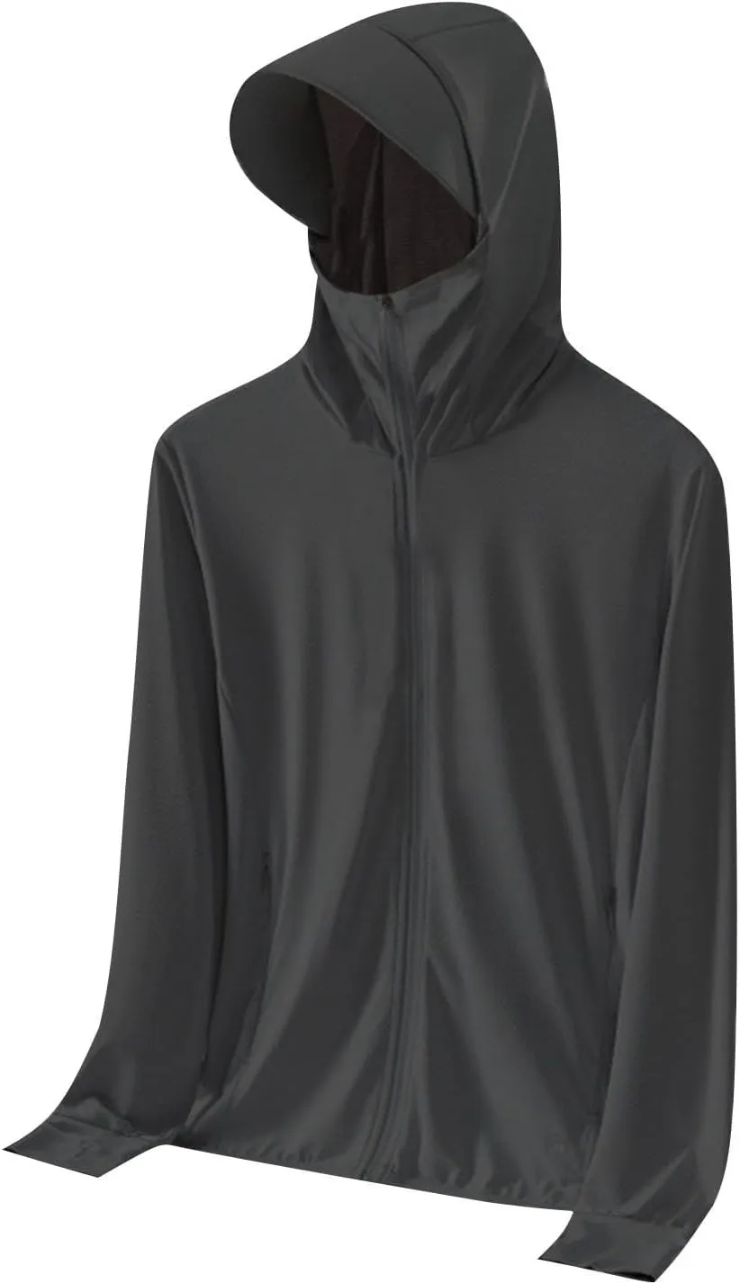 Men's UPF 50  Lightweight Jacket Full Zip Sun Protection Hoodie Long Sleeve Hiking Fishing Sun Shirts with Pockets