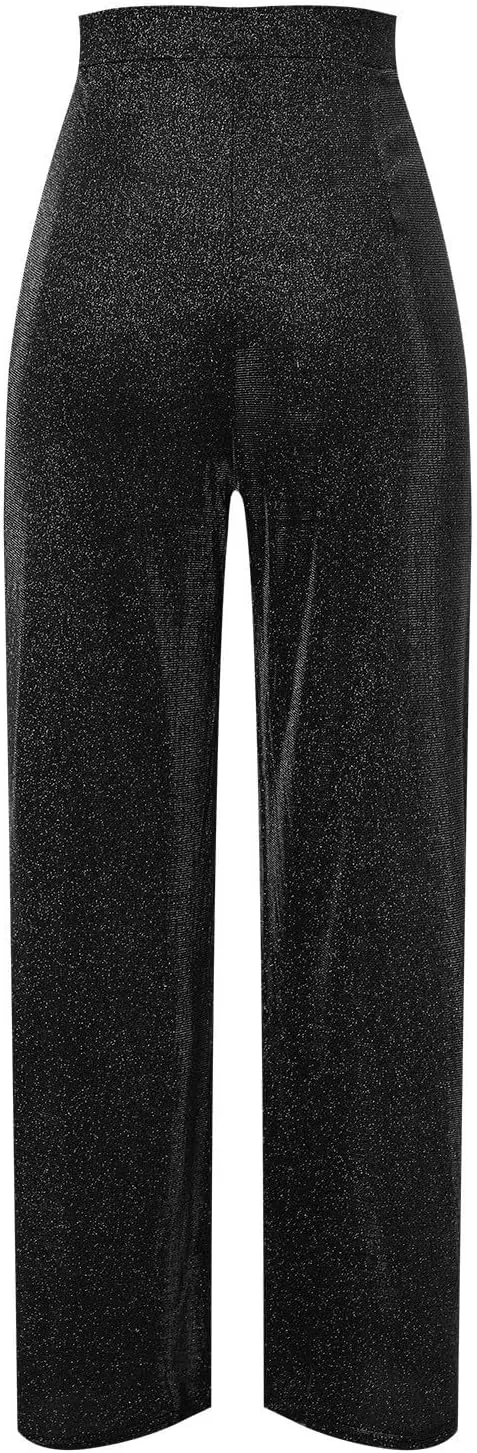 sdbrld Sparkle Pants Women,Womens Sequin Pants Shiny Glitter Bling Evening Party Pants Fashion Pencil Pants with Drawstring