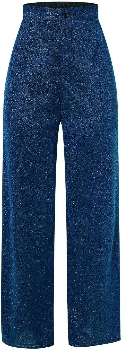 sdbrld Sparkle Pants Women,Womens Sequin Pants Shiny Glitter Bling Evening Party Pants Fashion Pencil Pants with Drawstring