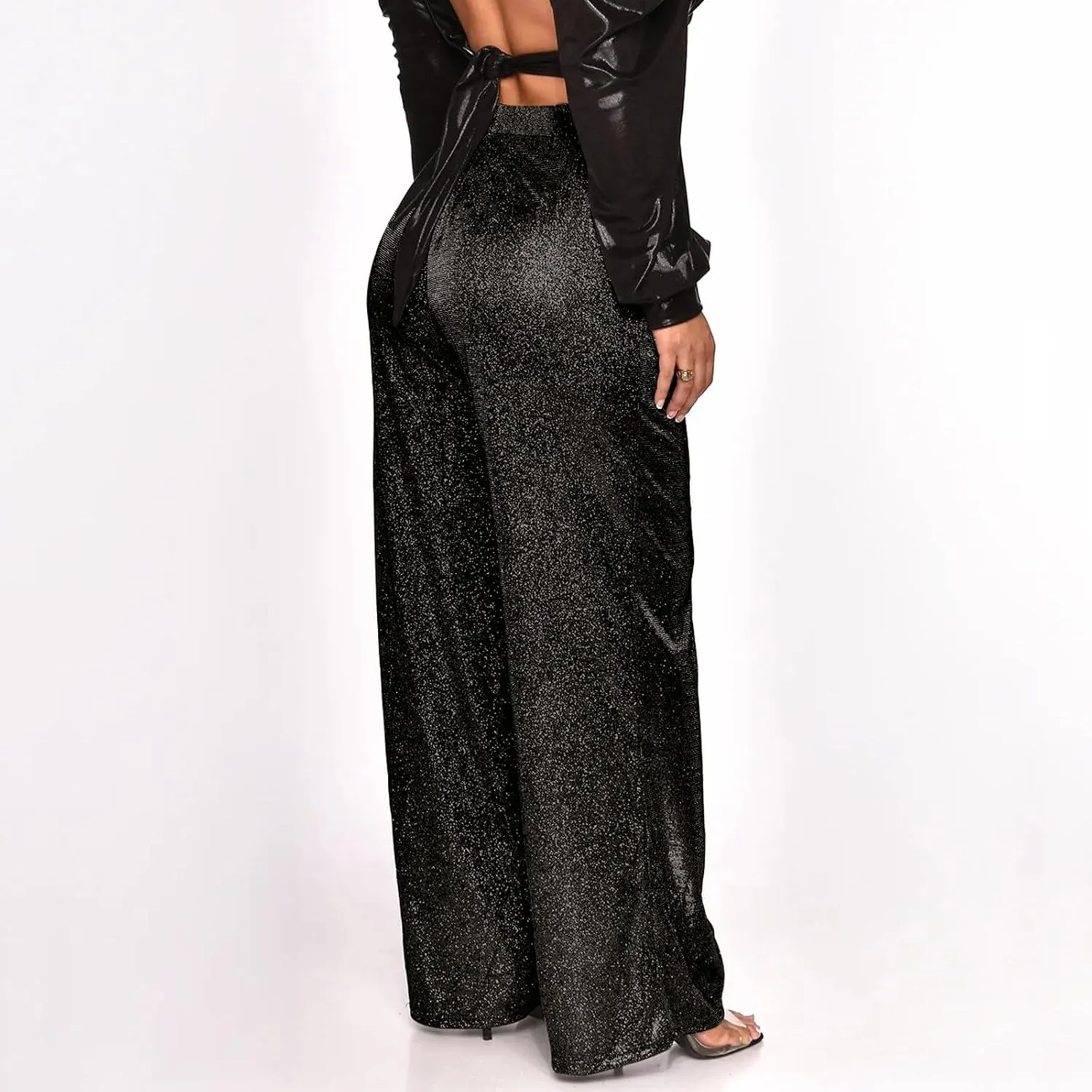 sdbrld Sparkle Pants Women,Womens Sequin Pants Shiny Glitter Bling Evening Party Pants Fashion Pencil Pants with Drawstring