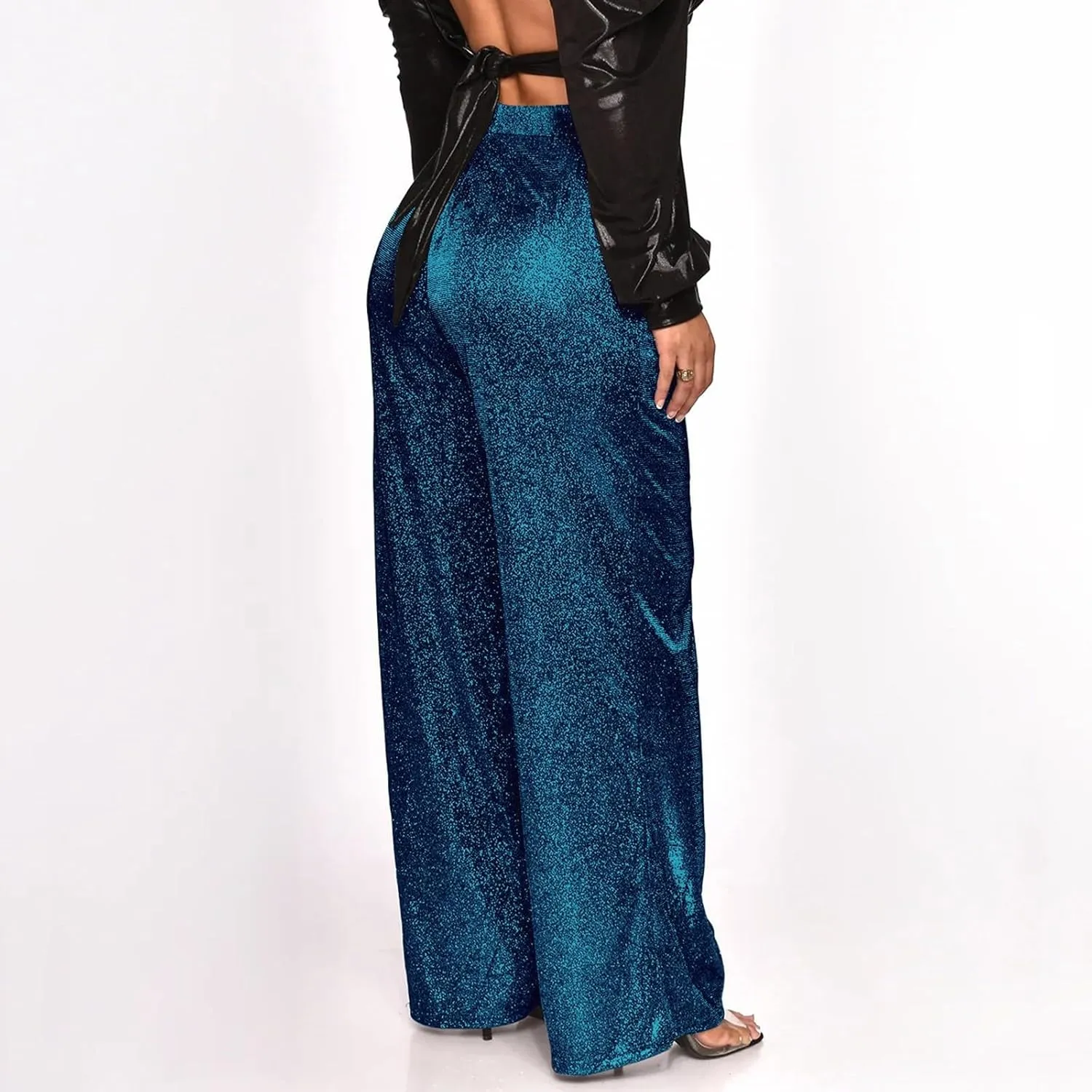sdbrld Sparkle Pants Women,Womens Sequin Pants Shiny Glitter Bling Evening Party Pants Fashion Pencil Pants with Drawstring