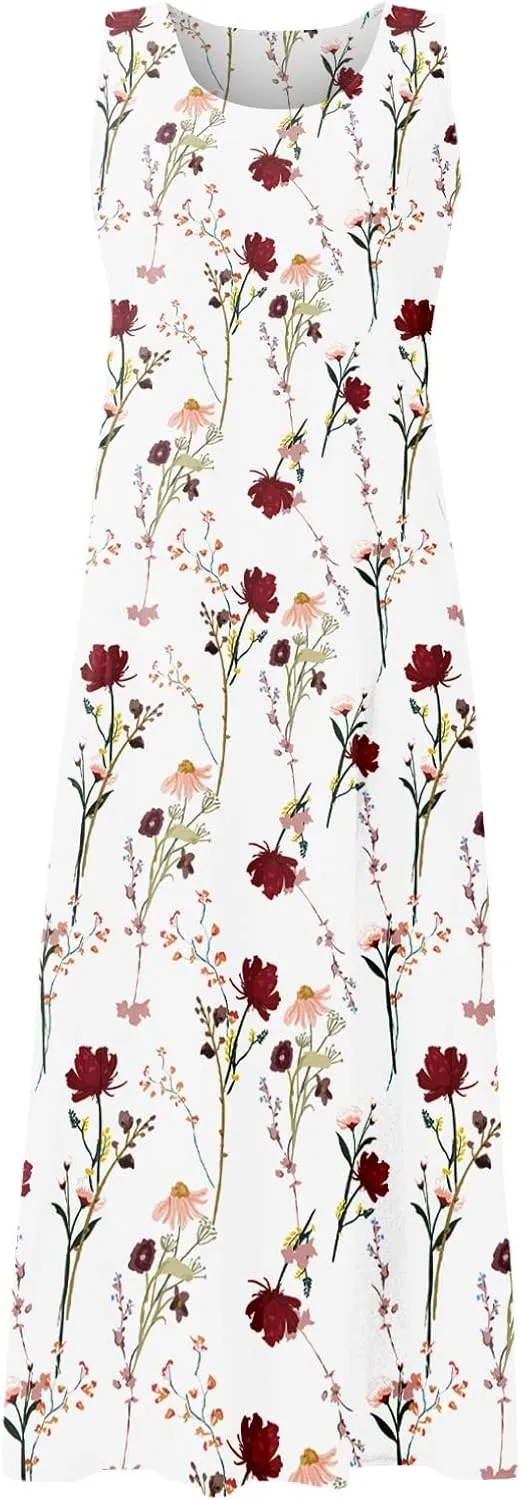 Summer Linen Dresses for Women 2025 Trendy Sleeveless Beach Vacation Travel Dress Casual Maxi Sun Dresses