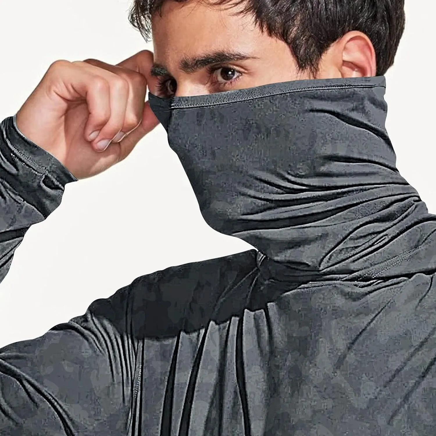 Sun Protection Shirts for Men with Mask UPF 50  Fishing Blouses Lightweight Long Sleeve UV Rash Guard Cooling Hoodies