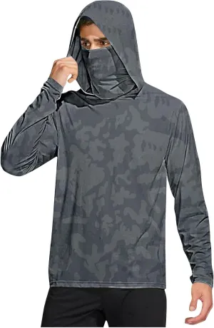 Sun Protection Shirts for Men with Mask UPF 50  Fishing Blouses Lightweight Long Sleeve UV Rash Guard Cooling Hoodies