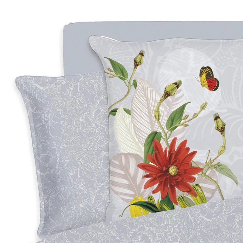 Taie(s) d'oreiller satin de coton - Arabesque gris perle