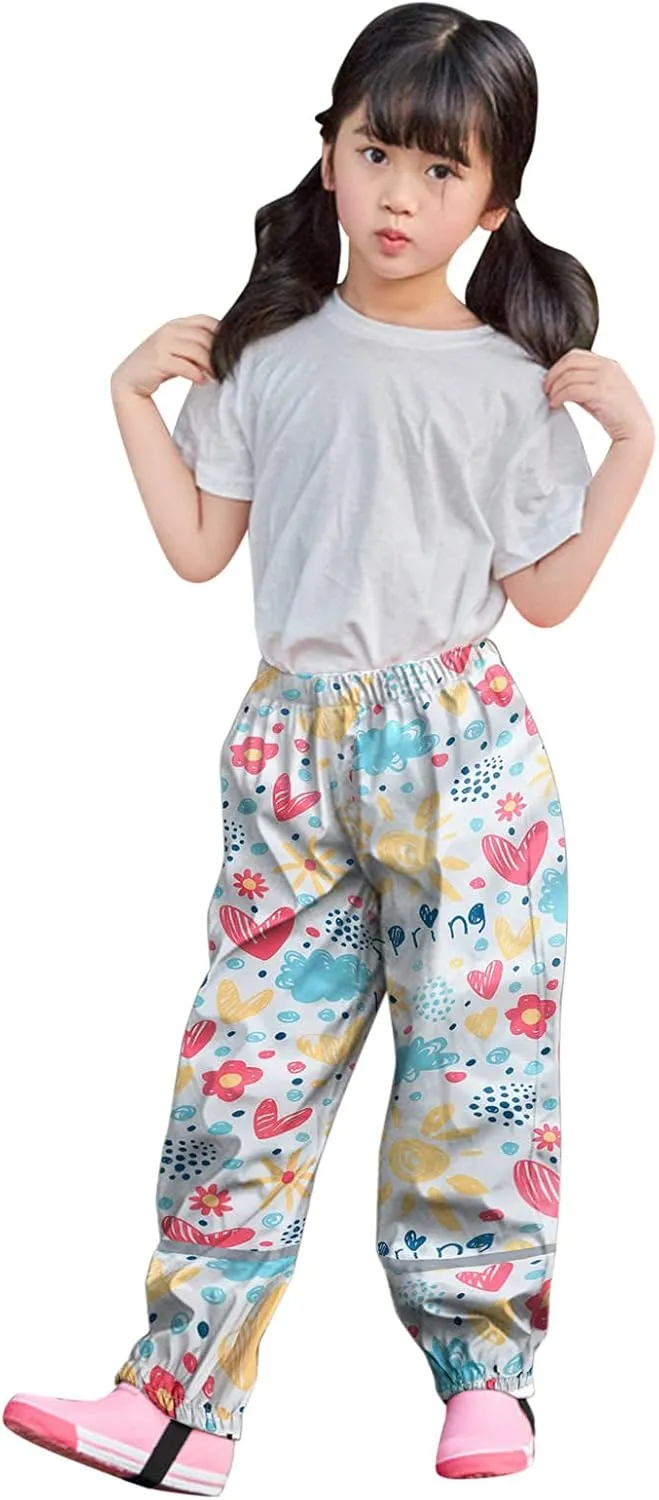 Toddler Baby Girls Baggy Sweatpants Loose Wide Leg Elastic Waist Windproof Trousers Rainbow Print Athletic Trendy Pants