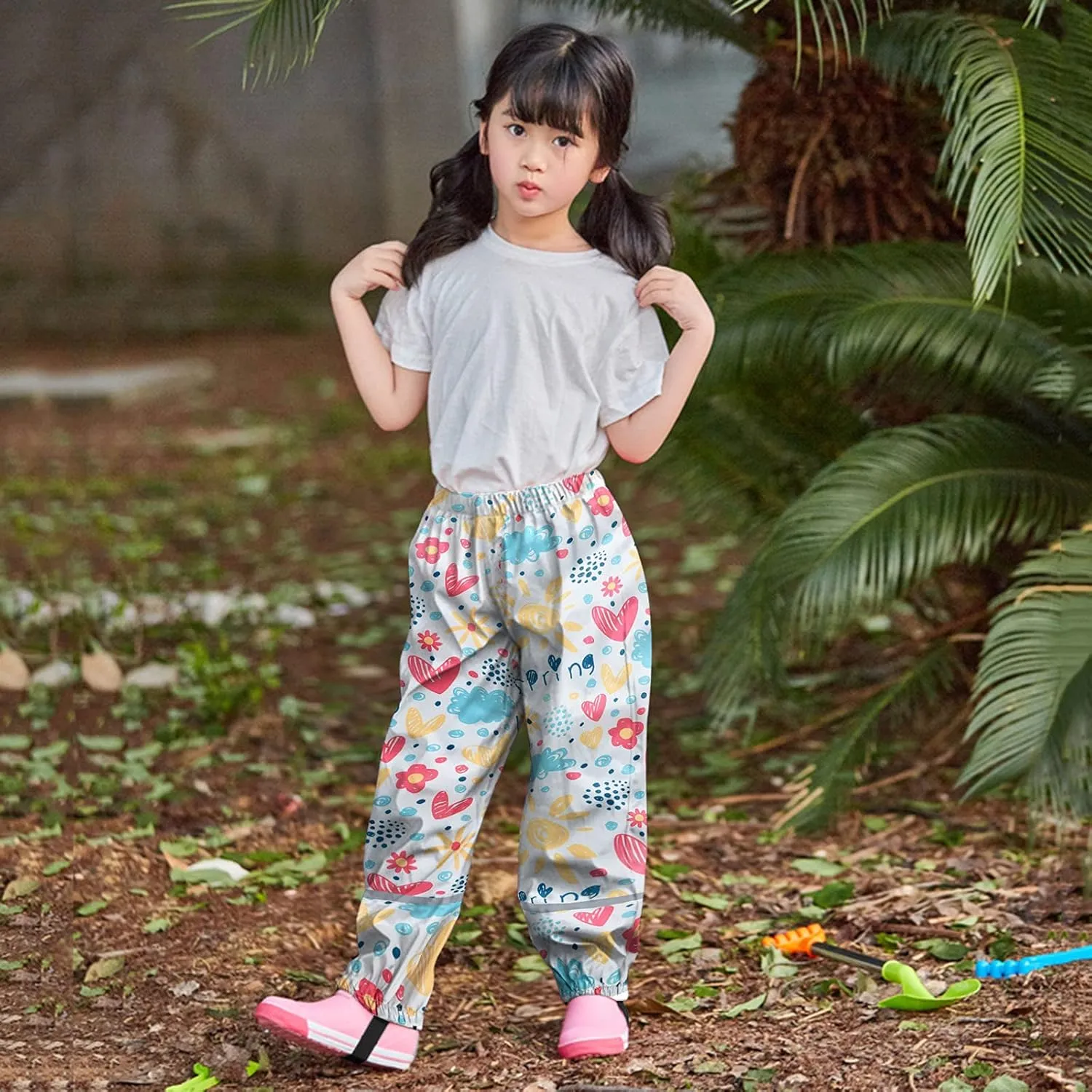 Toddler Baby Girls Baggy Sweatpants Loose Wide Leg Elastic Waist Windproof Trousers Rainbow Print Athletic Trendy Pants