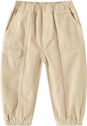 Toddler Boys Cuffs Cargo Pants Stretchy Baggy Wide Leg Elastic Waist Athletic Trousers Summer Daily Casual Pants