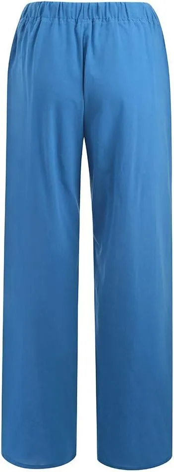 Wide Leg Palazzo Pants for Women 2025 Summer Casual Beach Pant Loose Fit Drawstring Flowy Lounge Trousers with Pocket