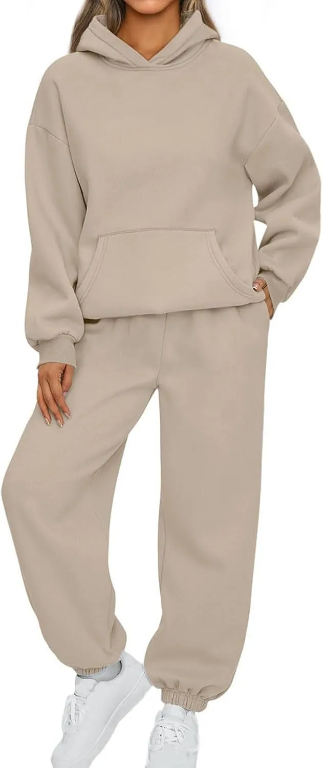 Women 2PCS Outfits Sports Tracksuits Long Sleeve Pullover Hoodies Sweatshirt and Sweatpants Fall Winter Suit