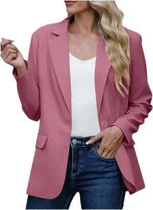 Women Business Casual Blazer with Lined,Professional Work Suit Jacket with PocketsLong Sleeve Button Open Front