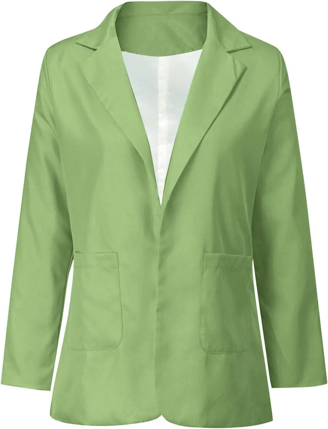 Womens Blazers 2024 Fall Bussiness,Casual Long Sleeve Button Open Front Suit Jackets, Work Clothes with Pockets
