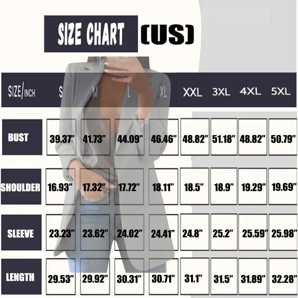 Womens Blazers 2024 Fall Bussiness,Casual Long Sleeve Button Open Front Suit Jackets, Work Clothes with Pockets