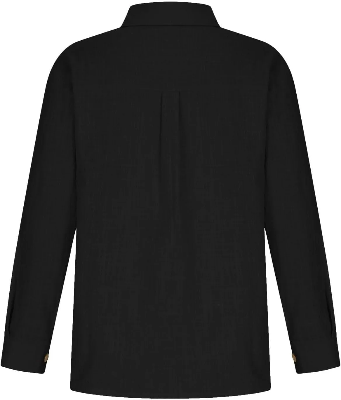 Womens Cotton Linen Button Down Shirt Long Sleeve V Neck Lapel Blouses 2025 Solid Color Elegant Pleated Tunic Tops