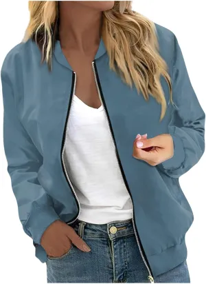 Womens Fashion Fall Bomber Jacket Casual Lightweight Coat Dressy Floral Printed Zip Up Outwear Gifts for Women