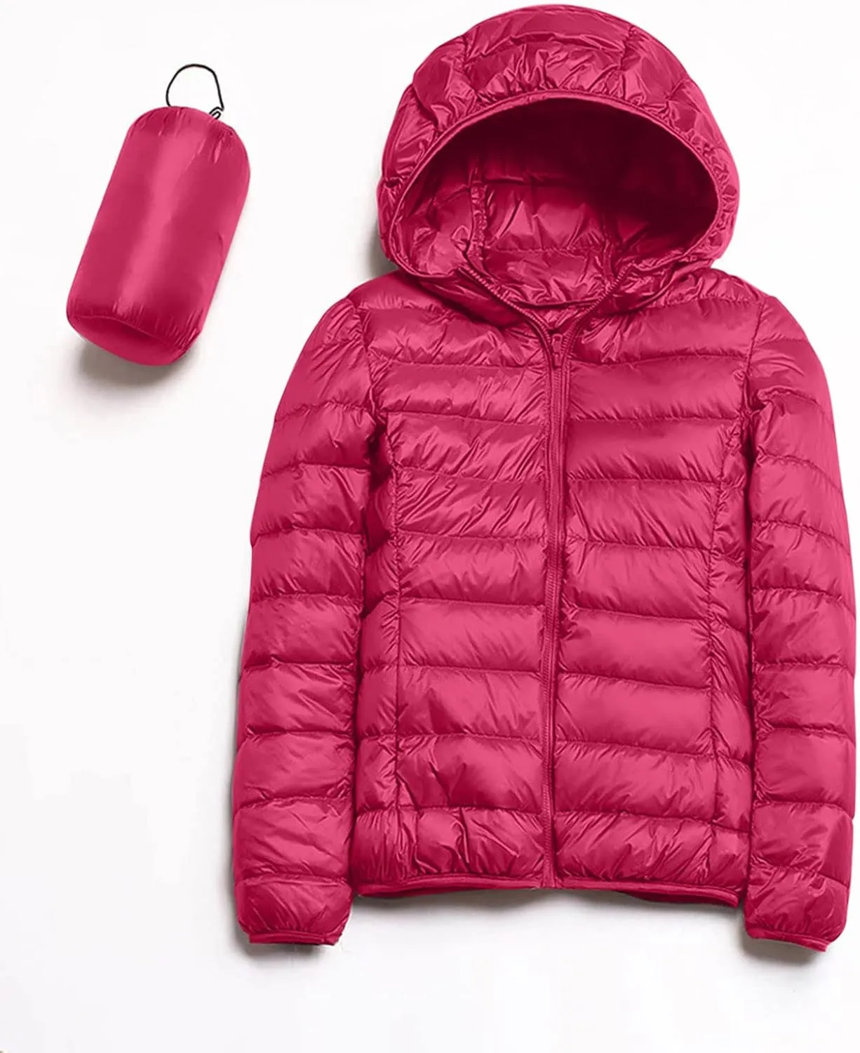 Womens Lightweight Puffer Jacket with Hood 2023 Fashion Winter Coats with Pockets Zipper Quilted Packable Down