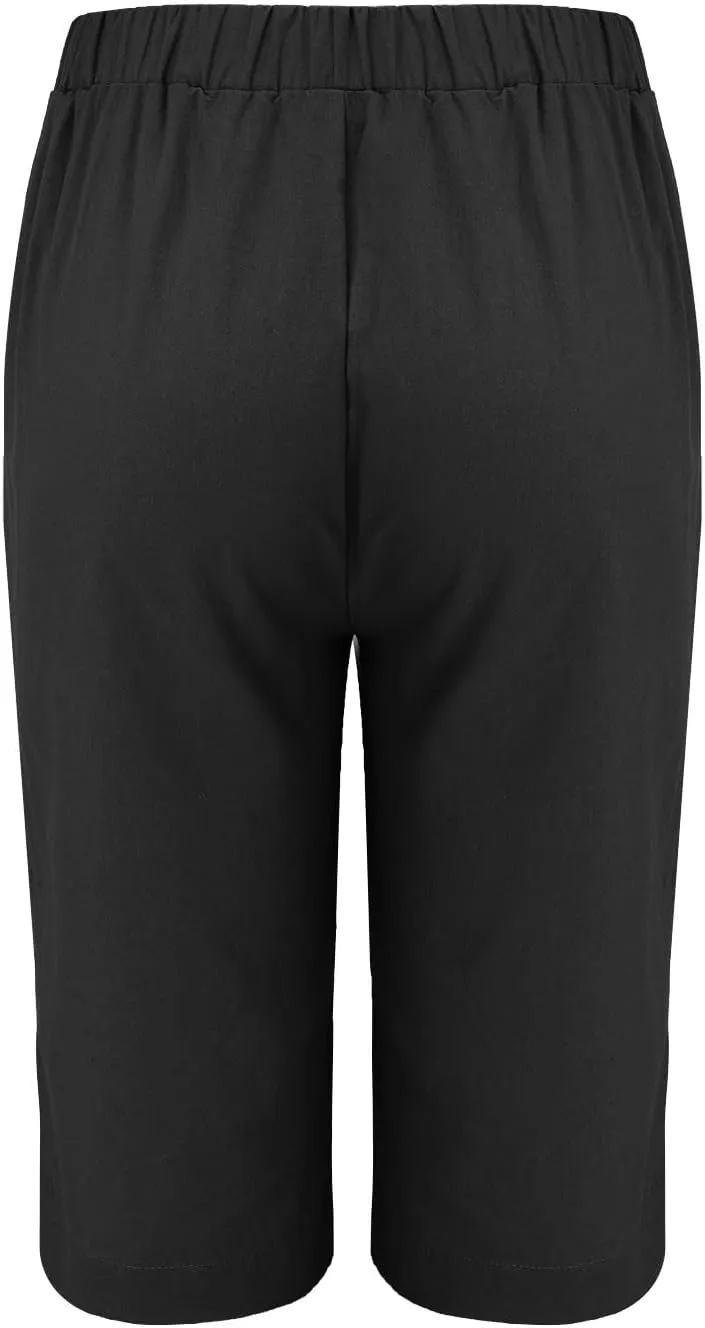 Women's Pedal Pushers Capri Jogger Pants Casual Linen Shorts Summer Lightweight Baggy Cropped Pant with Pocket