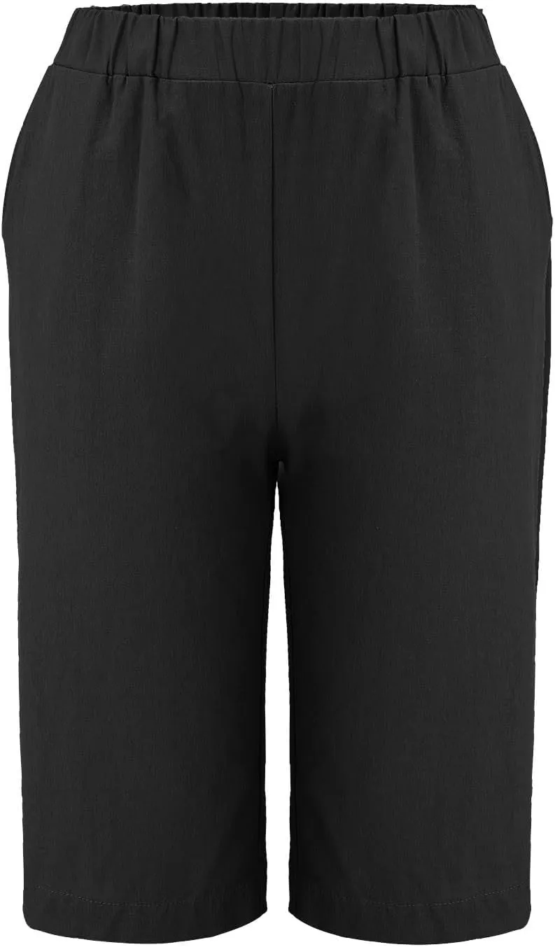 Women's Pedal Pushers Capri Jogger Pants Casual Linen Shorts Summer Lightweight Baggy Cropped Pant with Pocket